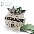 Factory direct sale custom metal zinc alloy soft enamel silver plating sport wrestling medal for gift